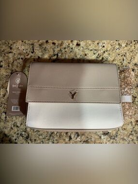 Two-Tone Cream and White Crossbody with Chain